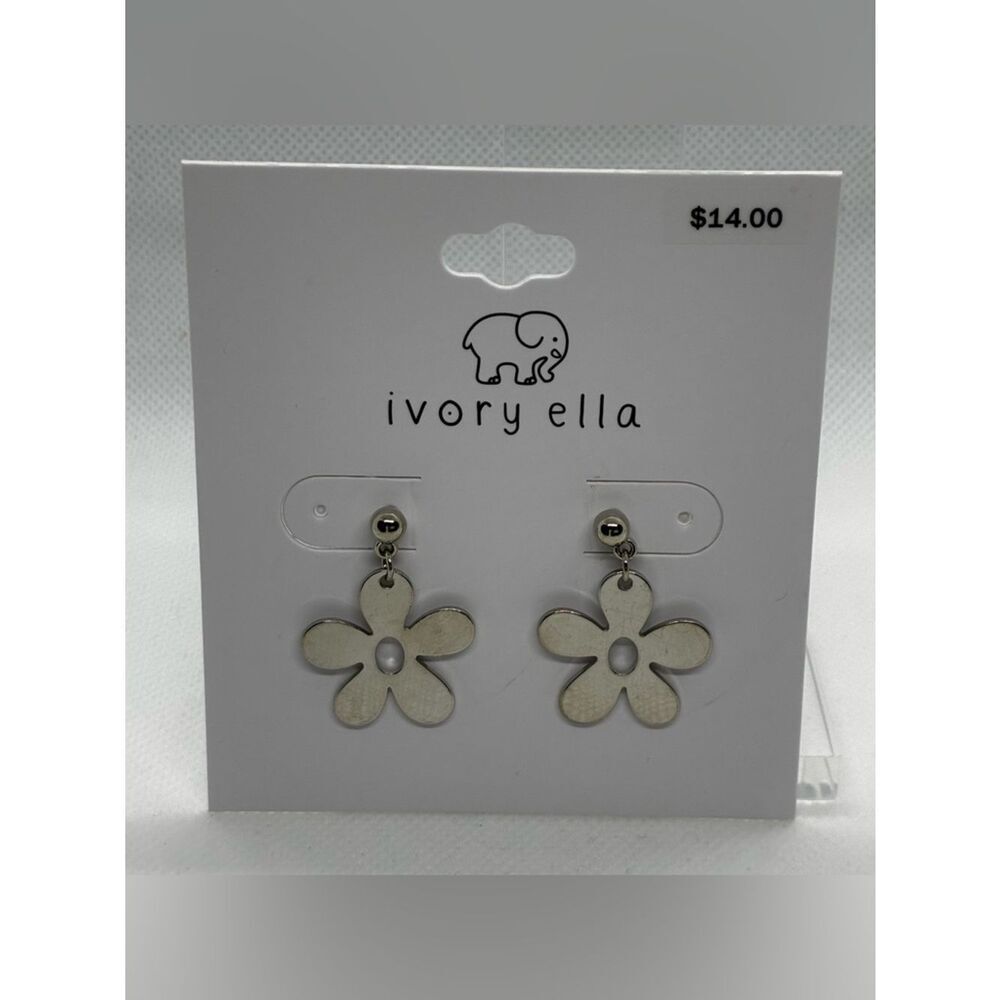 For$20 Ivory Ella Silver Flower Drop Earrings